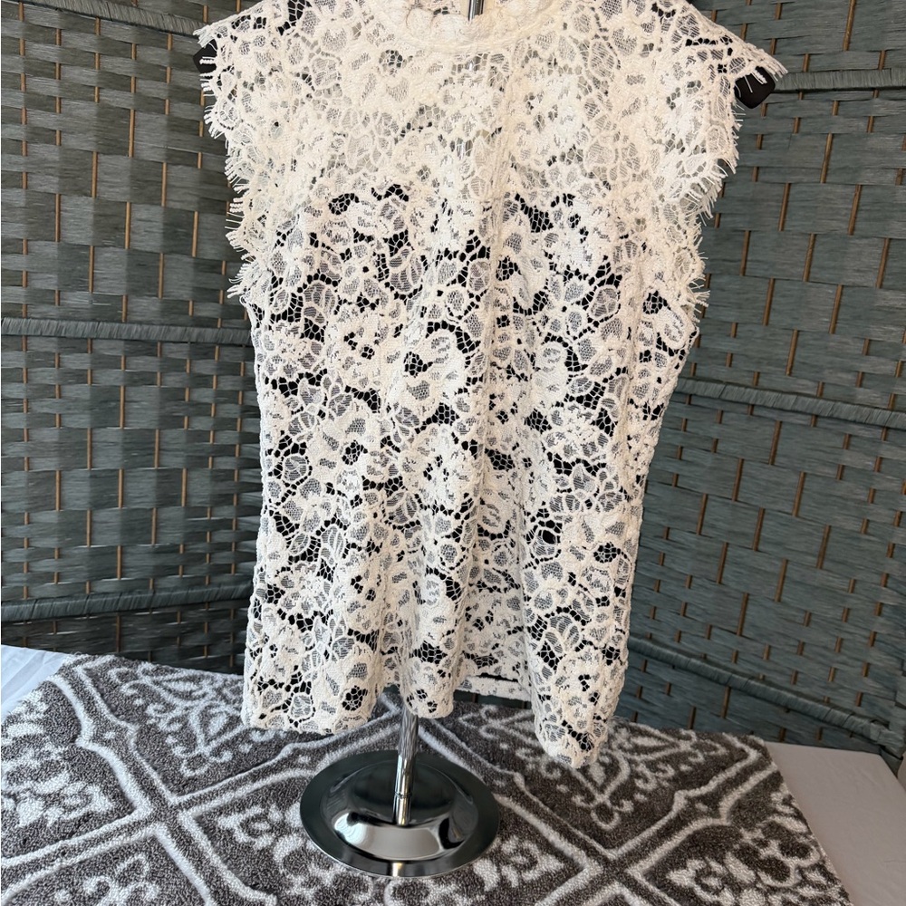 White House Black Market Lace Blouse - Cream
